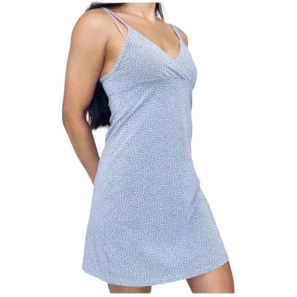 Brandy‎ Melville Light Blue & White Summer Floral Amara Mini Dress Size XS/S